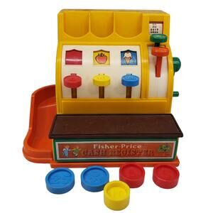 Vintage Fisher Price Cash Register 1974 5 Coins Bell Works